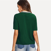 Load image into Gallery viewer, SHEIN Multicolor Colorblock Buttoned Sleeve Cut and Sew T-shirt